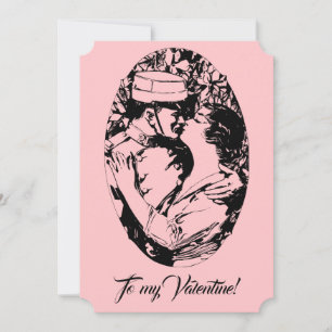 Cartes Pour Fêtes Annuelles Vintage Edwardian Valentine soldat femmes rose