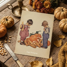 Vintage Enfants reconnaissants Joyeux Thanksgiving