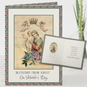 Cartes Pour Fêtes Annuelles Vintage Fête des mères de la Vierge Marie religieu