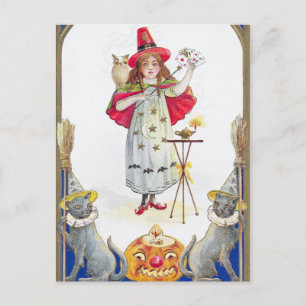 Cartes Pour Fêtes Annuelles Vintage fête d'Halloween fille de vacances