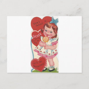 Cartes Pour Fêtes Annuelles Vintage fille avec Sucker Valentine