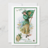 Vintage fille, drapeau irlandais, portant le vert