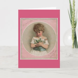 Cartes Pour Fêtes Annuelles Vintage fille du Nouvel An