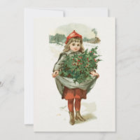 Vintage fille en aquarelle portant un arbre Noël
