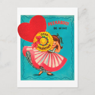Cartes Pour Fêtes Annuelles Vintage fille mignonne Valentine Holiday