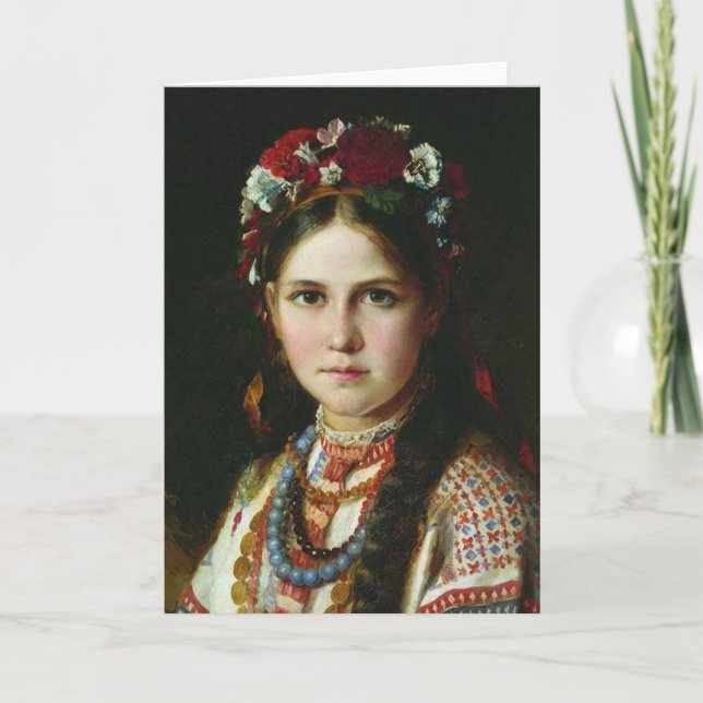 Cartes Pour Fêtes Annuelles Vintage fille ukrainienne (Devant)