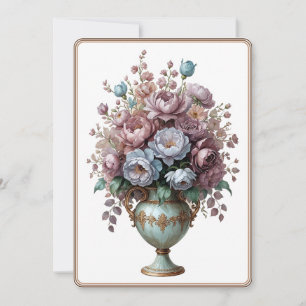 Cartes Pour Fêtes Annuelles Vintage Fleur Élégante Joli Vase Bouquet Floral