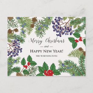 Cartes Pour Fêtes Annuelles Vintage Floral Berry Garland