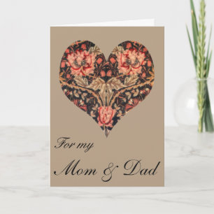 Cartes Pour Fêtes Annuelles Vintage Floral Maman & Papa Valentine