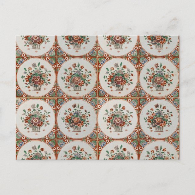 Cartes Pour Fêtes Annuelles Vintage Floral Terracotta Carreaux Motif (Devant)