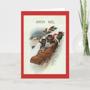 Cartes Pour Fêtes Annuelles Vintage French Cats Christmas Card - Joyeux Noel