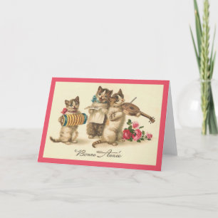 Cartes Pour Fêtes Annuelles Vintage French Cats New Year Greeting Card
