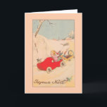 Cartes Pour Fêtes Annuelles Vintage French Joyeux Noël Christmas Card<br><div class="desc">Retro / Vintage French Christmas greeting card.  Adorable little angel driving a shoe car full of toys!  Joyeux Noël!  Merry Christmas!</div>