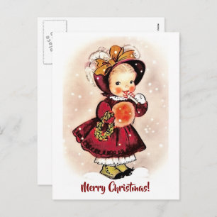 Cartes Pour Fêtes Annuelles Vintage Funny Petite Fille Noël