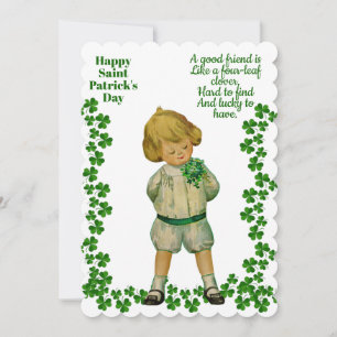 Cartes Pour Fêtes Annuelles Vintage Garçon Saint Patricks Jour Chuck Shamrock 