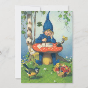 Cartes Pour Fêtes Annuelles Vintage Gnome et Champignons