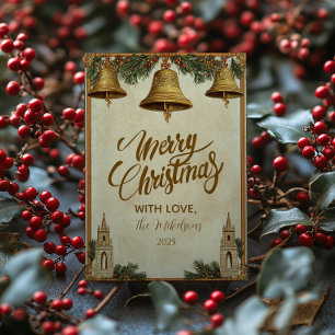 Cartes Pour Fêtes Annuelles Vintage Golden Bells Noël