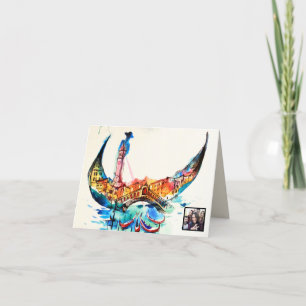 Cartes Pour Fêtes Annuelles Vintage Gondola Venise Ville Voyage Amour Aquarell