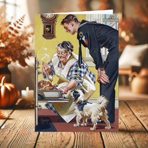 Cartes Pour Fêtes Annuelles Vintage Grand-mère Marin de la Marine Thanksgiving