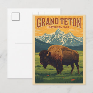 Cartes Pour Fêtes Annuelles vintage Grand Teton National Park Wyoming Rétro