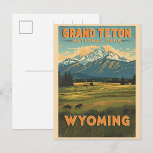 Cartes Pour Fêtes Annuelles vintage Grand Teton Parc National Wyoming Rétro