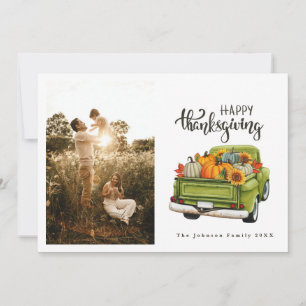 Cartes Pour Fêtes Annuelles Vintage Green Farm Truck Thanksgiving Harvest