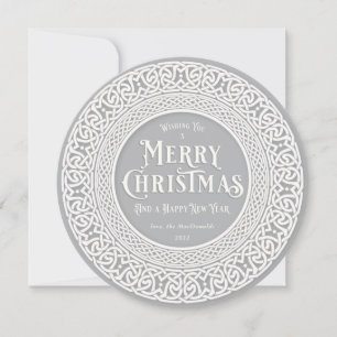 Cartes Pour Fêtes Annuelles Vintage gris arrondi + blanc blanc cassé