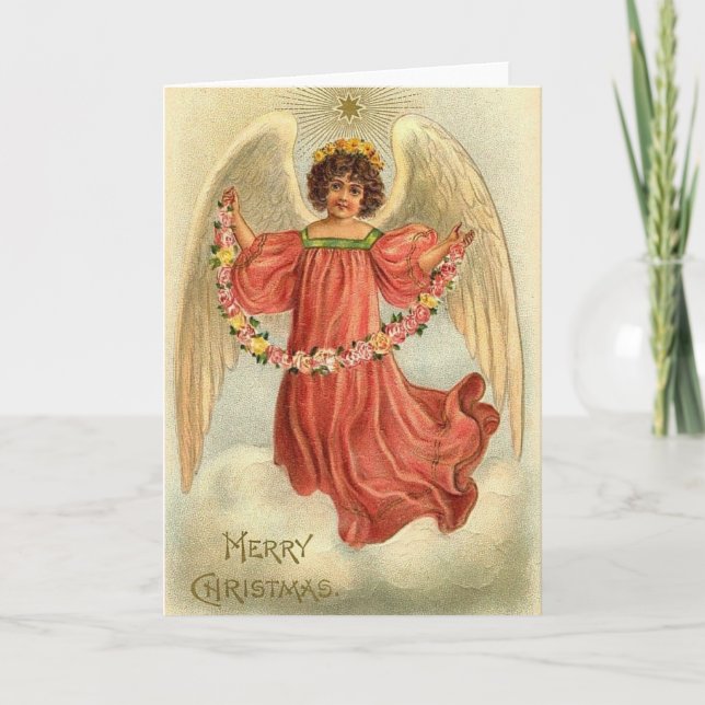 Cartes Pour Fêtes Annuelles Vintage Guardian Angel (Devant)