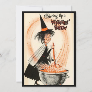 Cartes Pour Fêtes Annuelles Vintage Halloween sorcière et brasser