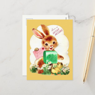 Cartes Pour Fêtes Annuelles vintage Happy message de Pâques lapin