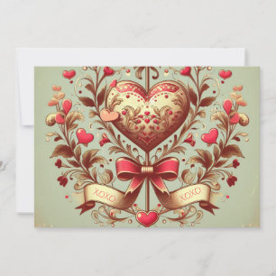Cartes Pour Fêtes Annuelles Vintage Heart Saint-Valentin xoxo