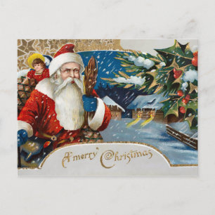 Cartes Pour Fêtes Annuelles Vintage hiver Père Noël
