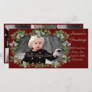 Cartes Pour Fêtes Annuelles Vintage Holly & Bells Noël