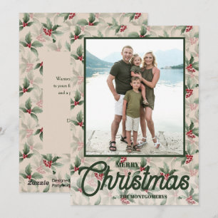 Cartes Pour Fêtes Annuelles Vintage Holly Berries Joyeux Noël Photo