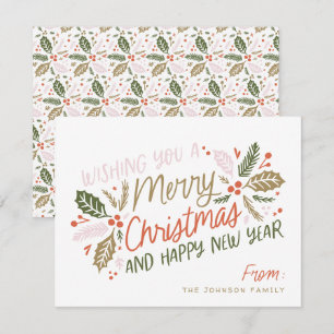 Cartes Pour Fêtes Annuelles Vintage Holly Bright Typographie Noël