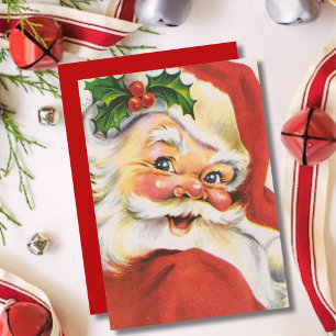 Cartes Pour Fêtes Annuelles Vintage Holly Jolly Santa Claus