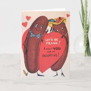 Cartes Pour Fêtes Annuelles Vintage Hot Dog Valentine