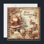 Cartes Pour Fêtes Annuelles Vintage illustration rétro Santa Claus souriant<br><div class="desc">Illustration rétro vintage Père Noël souriant Cartes de fin de année de voeux de Noël, </div>