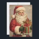 Cartes Pour Fêtes Annuelles Vintage illustration rétro Santa Claus souriant<br><div class="desc">Vintage épingle élégante femme et homme Noël Carte de vacances</div>