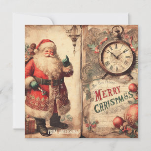 Cartes Pour Fêtes Annuelles Vintage illustration rétro Santa Claus souriant