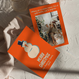 Cartes Pour Fêtes Annuelles Vintage Illustré Crème rouge Noël Snowman