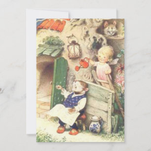 Cartes Pour Fêtes Annuelles Vintage Imaginaire bébé Fée avec des spermophiles