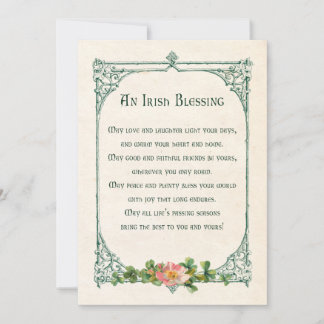 Cartes Pour Fêtes Annuelles Vintage Irish Blessing avec Shamrock et cadre rust