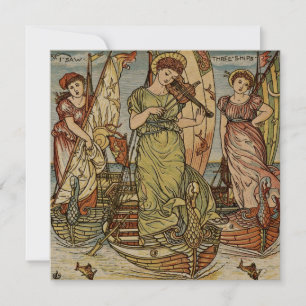 Cartes Pour Fêtes Annuelles Vintage J'ai vu trois navires par Walter Crane
