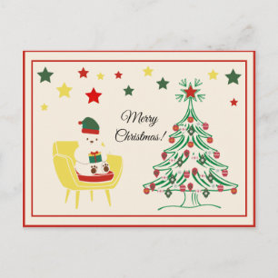 Cartes Pour Fêtes Annuelles Vintage jolie ours blanc en peluche Joyeux Noël