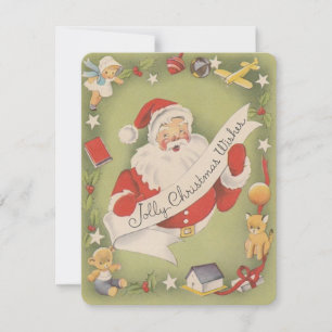 Cartes Pour Fêtes Annuelles Vintage Jolly Christmas Père Noël Vérifie Sa Liste