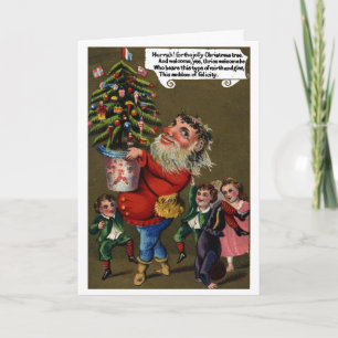 Cartes Pour Fêtes Annuelles Vintage Jolly St Nick avec l'arbre de Noël