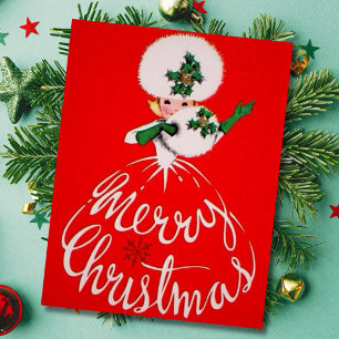 Cartes Pour Fêtes Annuelles Vintage Joyeuse Fille de Noël