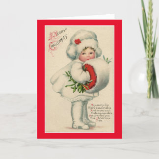 Cartes Pour Fêtes Annuelles Vintage Joyeuse Fille de Noël