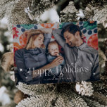Cartes Pour Fêtes Annuelles Vintage Joyeuses Fêtes de Noël Photo<br><div class="desc">Carte photo de Noël amusante et festive avec police vintage avec tourbillon qui dit "happy holiday" avec des étoiles autour. Ajoutez votre photo de famille.</div>